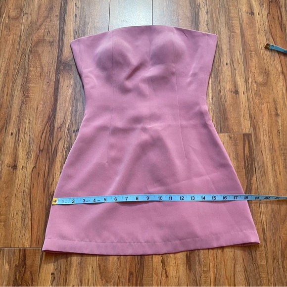 Upcycled Strapless Pink Muave Mini Dress with Dior Ribbon Lace-up Size XS - Picture 16 of 16